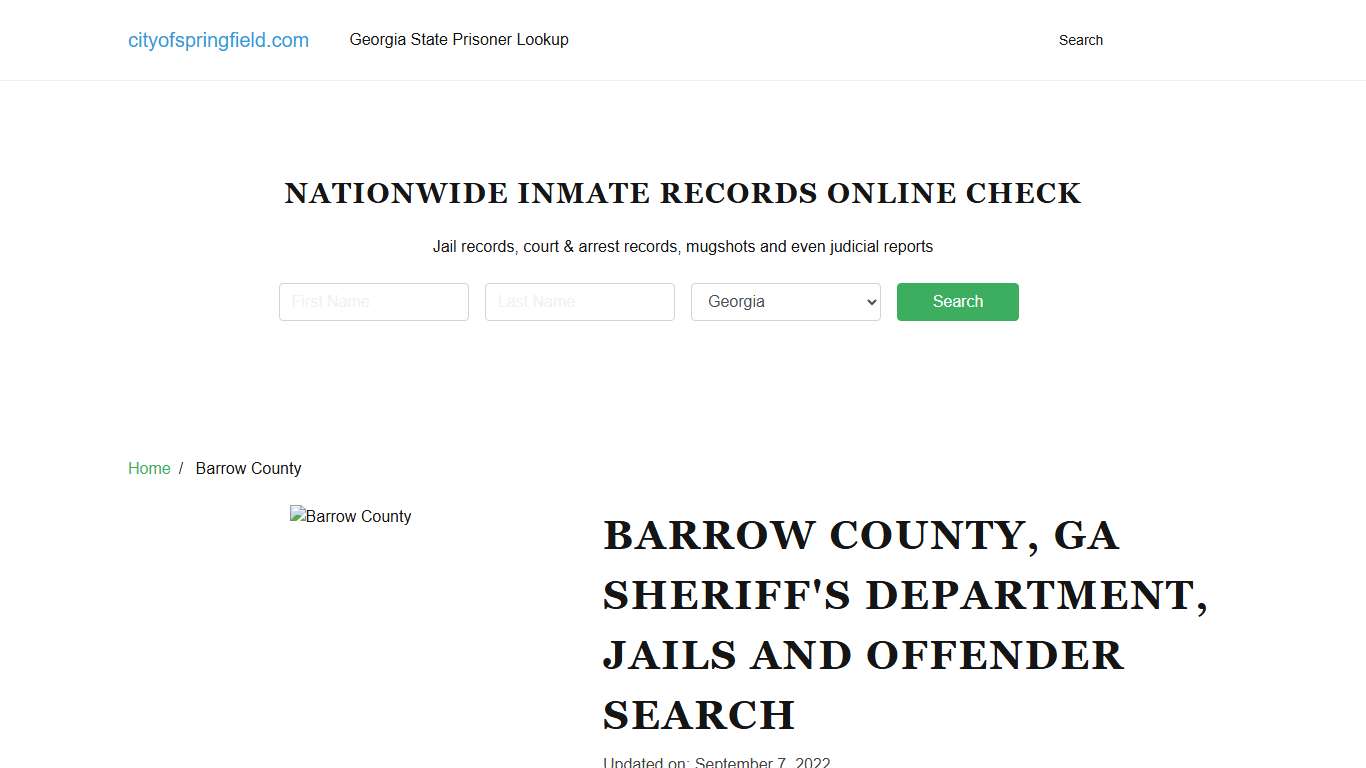 Barrow County GA, Sheriff's Department, Jails and Offender Search