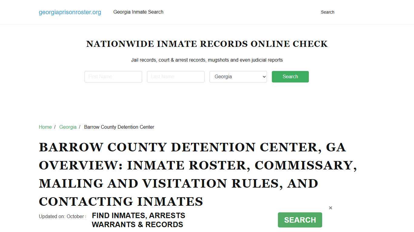 Barrow County Detention Center, GA: Inmate Search, Visitation & Contact Info