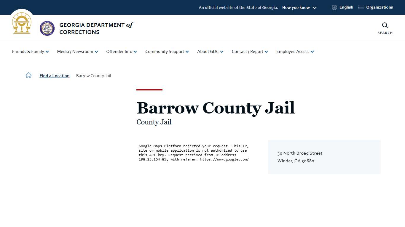 Barrow County Jail | Georgia Department of Corrections